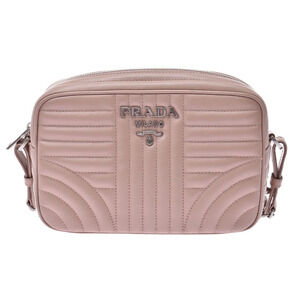 Prada Diagram Pink Beige Calfskin Shoulder Bag